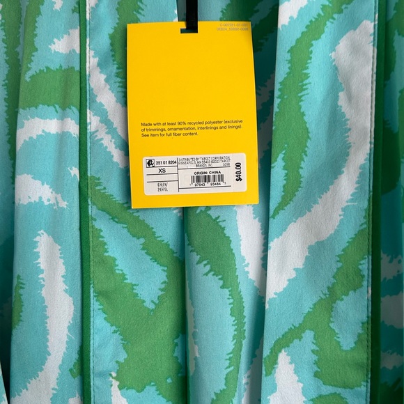 New Diane Von Furstenberg X Target Satin Disco Zebra Green Robe - DVF XS  NWT - Picture 6 of 7